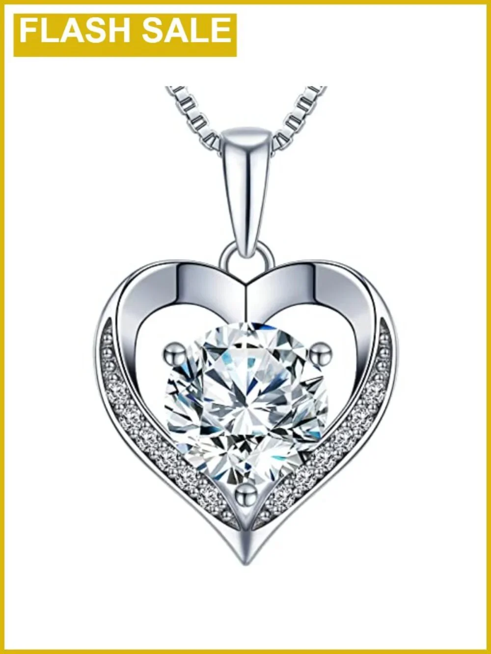 Moissanite Heart Pendant Necklace 925 Sterling Silver I LOVE YOU Engraved